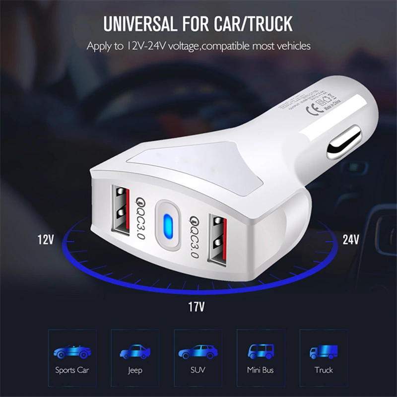 High Quality QC3.0 Charger Pd Car Charger Fast Car Charging Double USB for Smart Phone
